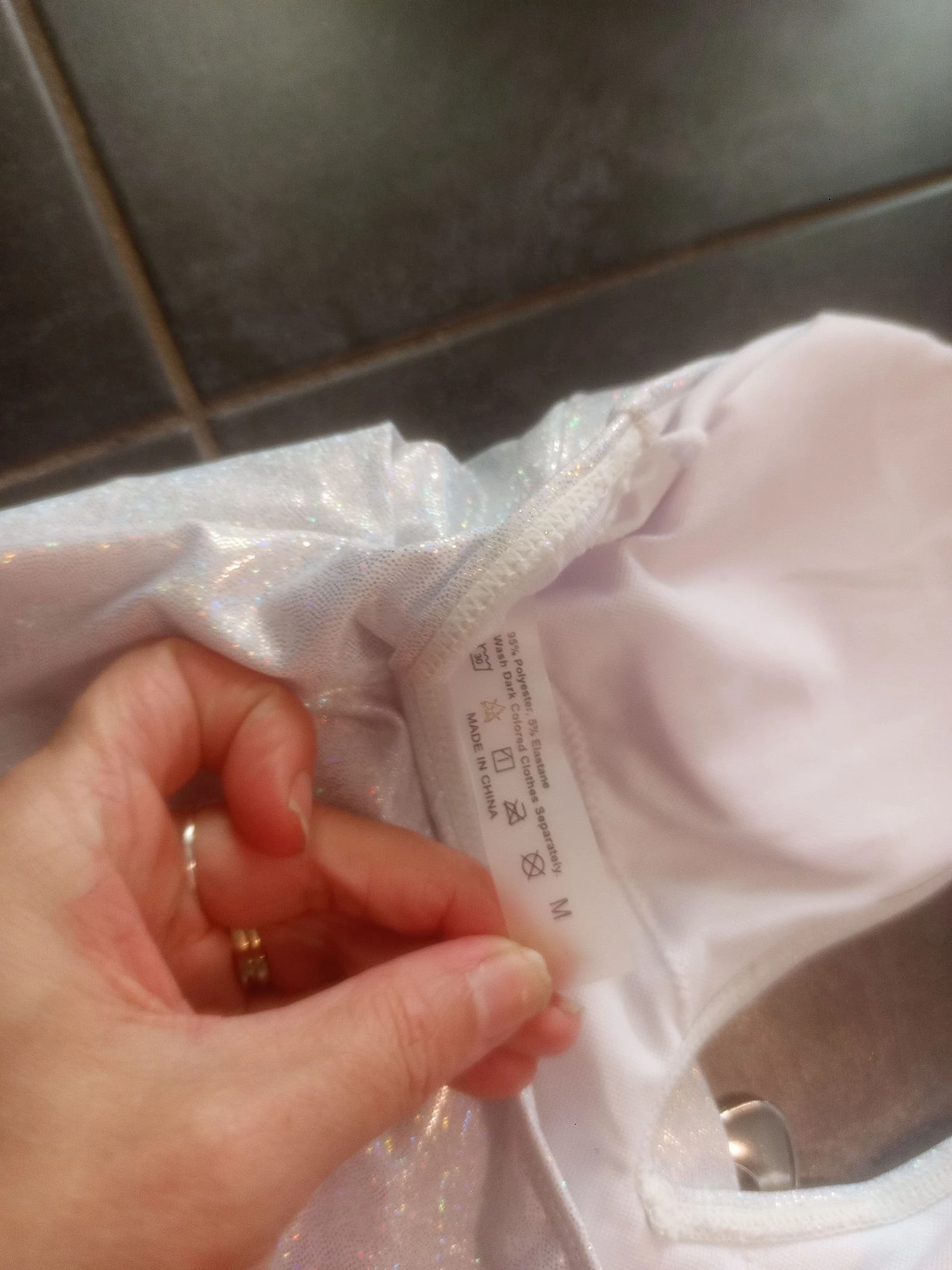 Maillot de bain argenté brillant avec ceinture – photo 8